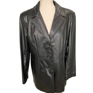 Preston & York Leather Jacket Women PM‎ Black Blazer Rocker Matrix Goth Car Coat